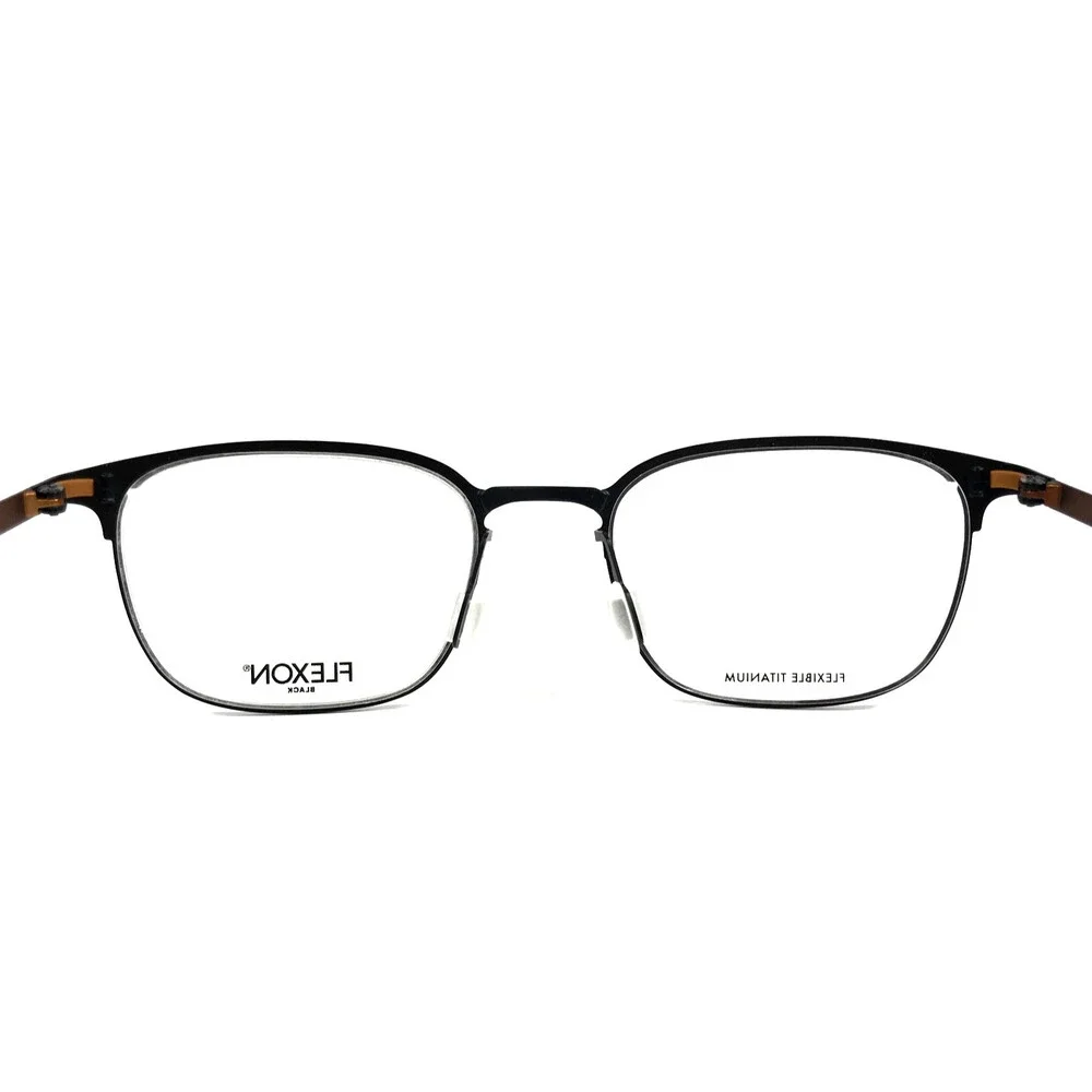Flexon Eyeglasses Frames B2007 002 Black Copper Brown Rectangle 50-19-145